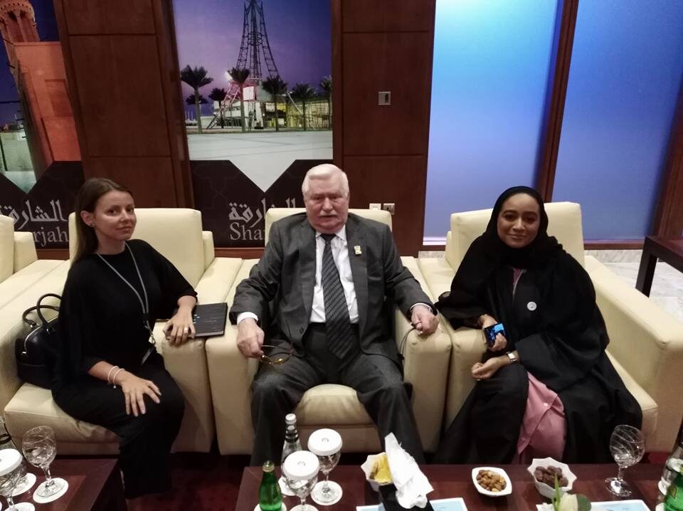 Lech Wałęsa na forum w Dubaju 