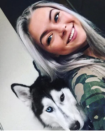 Sandra i jej husky o imieniu Jax 