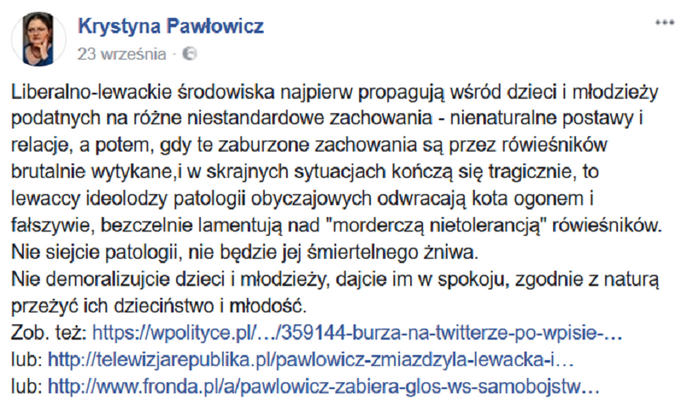 Wpis Krystyny Pawłowicz
