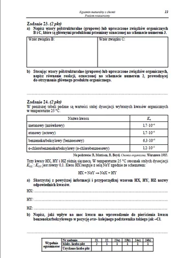 Matura 2013. Arkusz maturalny z chemii. Poziom rozszerzony (fot.CKE)