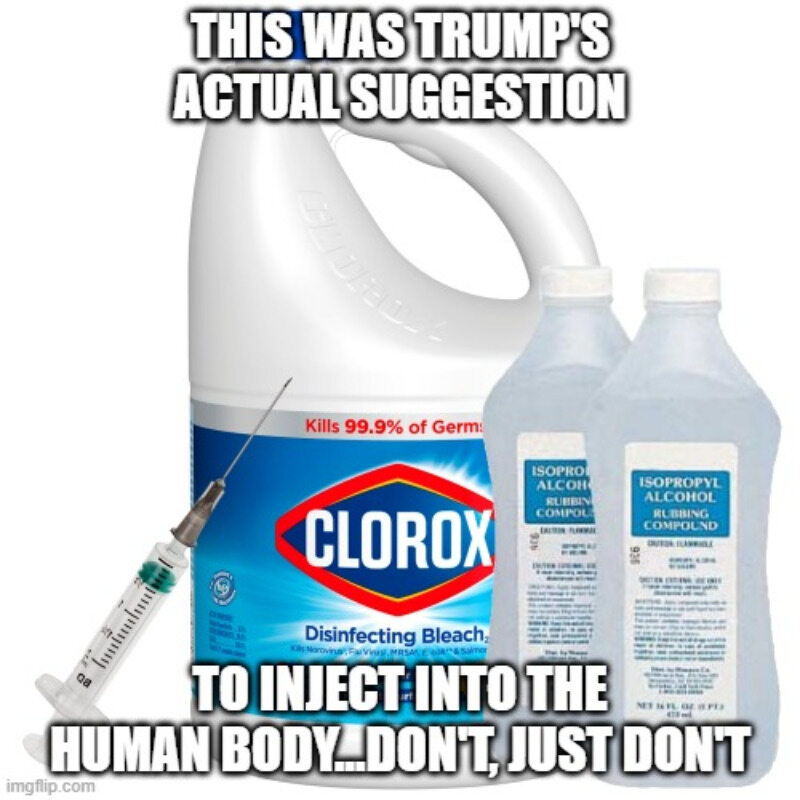 Mem po propozycjach Tumpa, by koronawirusa leczyć wybielaczem i środkami czyszczącymi 