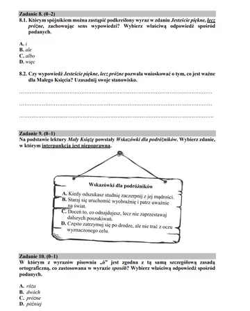 Arkusz z egzaminu ósmoklasisty z języka polskiego 