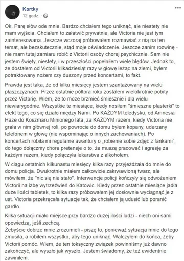 Wpis i komentarze na profilu @Kartky na Facebooku 