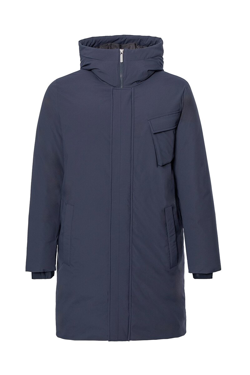 Granatowa kurtka puchowa z&nbsp;kapturem