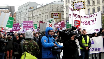 Protest przeciwko CETA w Warszawie 