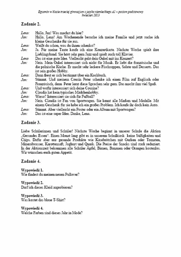 Egzamin gimnazjalny 2013. Część językowa. Transkrypcja egzaminu z języka niemieckiego (fot.CKE)
