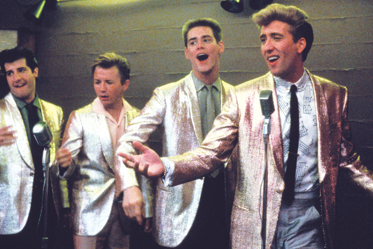 Nicolas Cage, Jim Carrey, Harry Basil i Glenn Withrow w „Peggy Sue wyszła za mąż” (1986) 