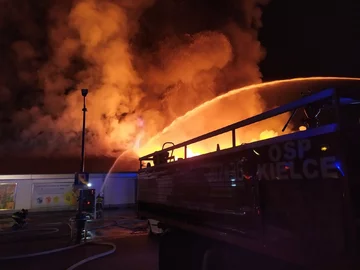 Pożar Lidla w Kielcach 