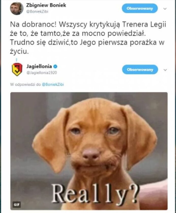 Wpadki nie ustrzegł się też Zbigniew Boniek Prezes PZPN zapomniał, że Legia przegrała już pod wodzą nowego trenera z Jagiellonią Białystok 24 września.