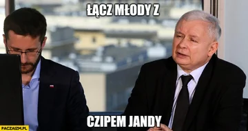 Mem z „Młodym” i Jarosławem Kaczyńskim 