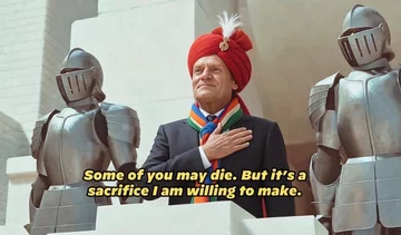 Mem z Donaldem Tuskiem w turbanie 