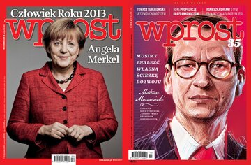 Angela Merkel i&nbsp;Mateusz Morawiecki na&nbsp;poświęconych im&nbsp;okładkach "Wprost"