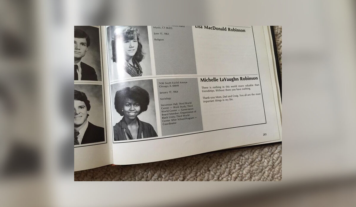Michelle Obama w szkolnej księdze pamiątkowej 
