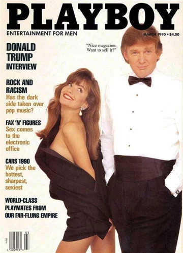 Okładka magazynu "Playboy" - marzec 1990 rok Obecny prezydent Stanów Zjednoczonych Donald Trump był jednym z niewielu mężczyzn, którzy pojawili się na okładce "Playboya". W wywiadzie dla magazynu powiedział, że jest "stuprocentowo pewien, że nie będzie nigdy chciał zostać prezydentem USA".