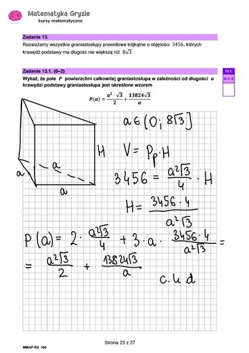 Zadanie 13.1 &ndash; Matura 2024. Matematyka &mdash; poziom rozszerzony, Formuła 2023 &mdash; arkusze z&nbsp;odpowiedziami