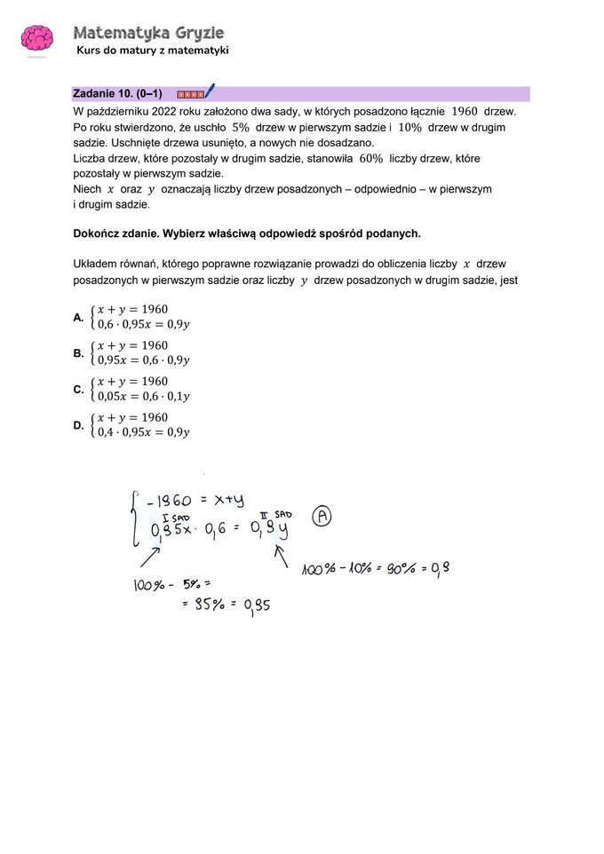 Matura 2024. Matematyka — poziom podstawowy, Formuła 2023 — arkusze z odpowiedziami – zadanie 10