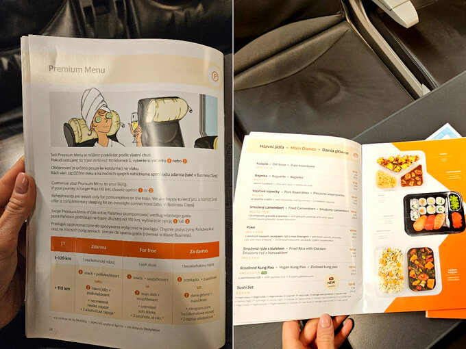 Menu w pociągu Leo Express