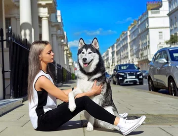 Sandra i jej husky o imieniu Jax 