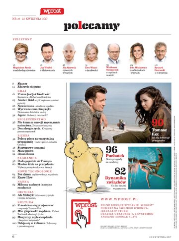 Spis treści numeru 16/2017 tygodnika "Wprost"