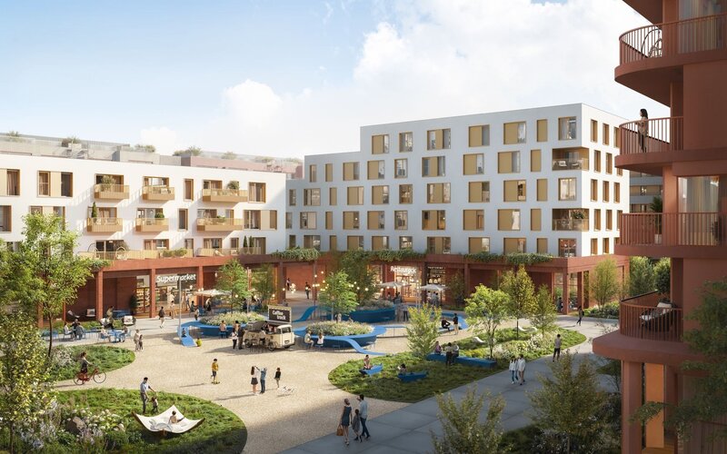 Teren po&nbsp;dawnym hipermarkecie przy al. KEN na&nbsp;Kabatach zostanie przekształcony w&nbsp;wielofunkcyjny miejski kwartał z&nbsp;410 mieszkaniami, usługami w&nbsp;parterach oraz&nbsp;parkingiem Park & Ride zaprojektowanym przez pracownię WWAA