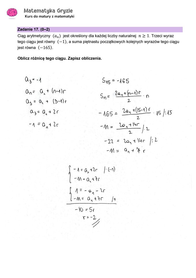 Matura 2024. Matematyka — poziom podstawowy, Formuła 2023 — arkusze z odpowiedziami – zadanie 17