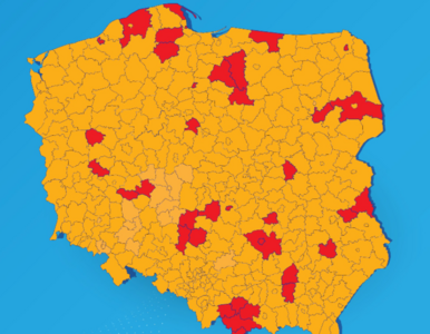 Miniatura: 38 miast i powiatów w czerwonej strefie....