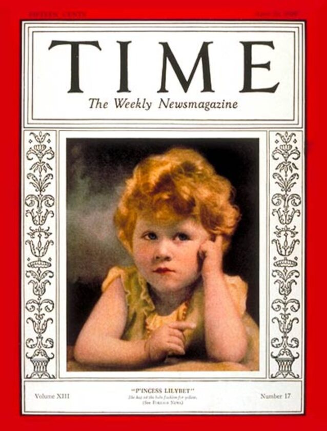 Przyszła królowa Elżbieta II na okładce magazynu Time w 1929 roku 