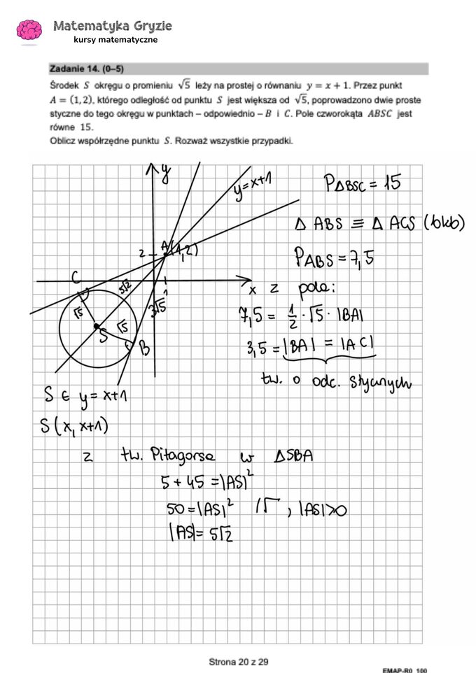 Zadanie 14 – Matura 2024. Matematyka — poziom rozszerzony, Formuła 2015 — arkusze z odpowiedziami