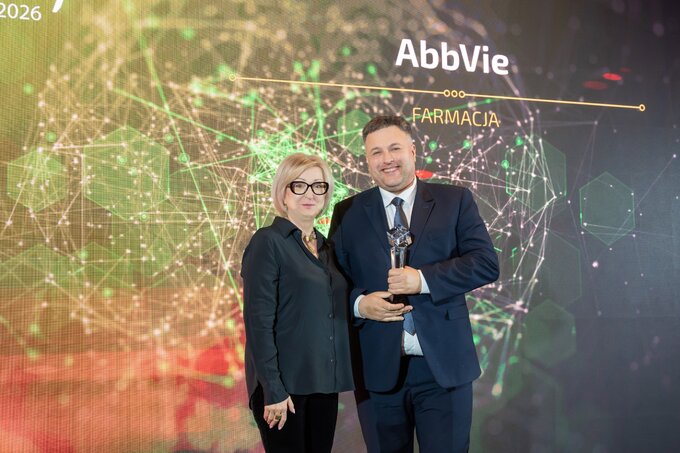 Jolanta Kloc, wiceprezes zarządu PMPG Polskie Media S.A i&nbsp;Aleksander Kwieciński, dyrektor generalny AbbVie w&nbsp;Polsce