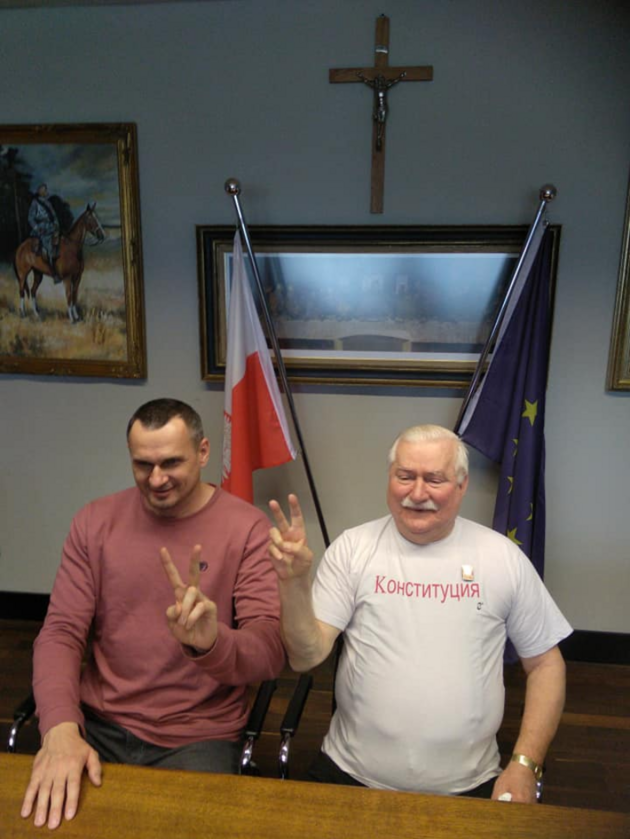 Lech Wałęsa i Ołeh Sencow 