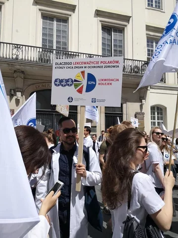 Zdjęcie z protestu lekarzy i zawodów medycznych z 1 czerwca 2019 r. 