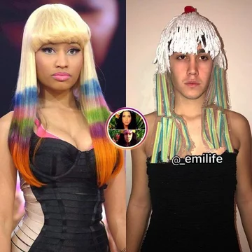 Po prawej Emanuele Ferrari parodiujący kreacje celebrytów 