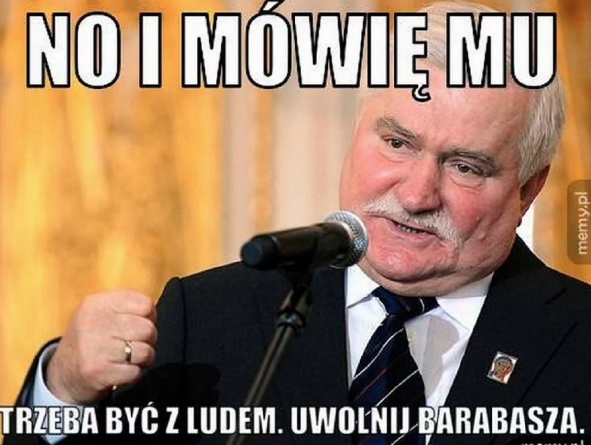 Mem z Lechem Wałęsą 