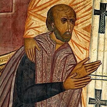 Modlący się Władysław Jagiełło, fragment fresku z&nbsp;Kaplicy Świętej Tr&oacute;jcy w&nbsp;Lublinie, 1418 rok