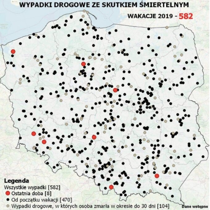 Wakacje mapa śmierci 2019