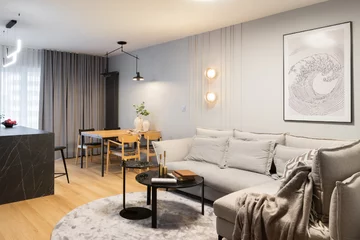 Rodzinne mieszkanie z home office – projekt pracowni JSM Wnętrza 