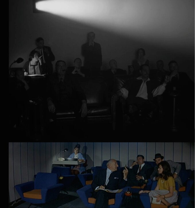 kadry z filmów: "Artysta" (2011) i "Pogarda" (1963)