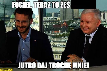 Mem z „Młodym” i Jarosławem Kaczyńskim 