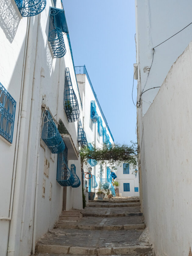 Boczne uliczki w Sidi Bou Said są pełne urokliwych miejsc 