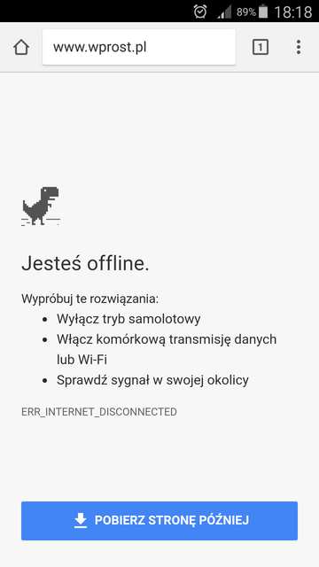 Chrome bez połączenia z&nbsp;internetem