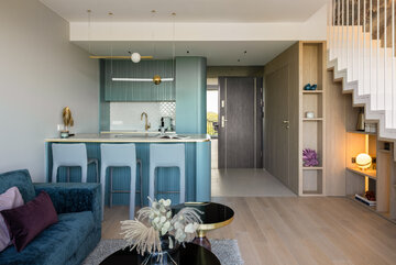 Dwupoziomowy rodzinny apartament wakacyjny w&nbsp;Świnoujściu, proj. Soul Interiors