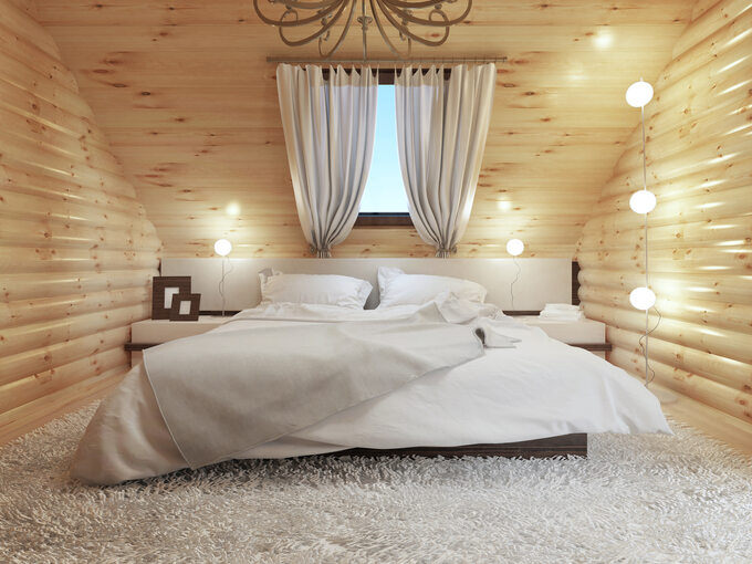 Drewniana sypialnia