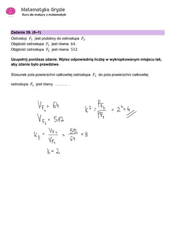 Matura 2024. Matematyka &mdash; poziom podstawowy, Formuła 2023 &mdash; arkusze z&nbsp;odpowiedziami &ndash; zadanie 26
