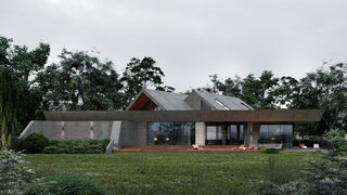 Dom inspirowany rzeką, proj. TISSU ARCHITECTURE