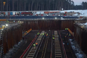 Przekop Mierzei Wiślanej. Początki betonowania śluzy, luty 2021r. 