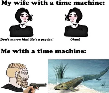 Mem żartujący z wykorzystania wehikułu czasu 