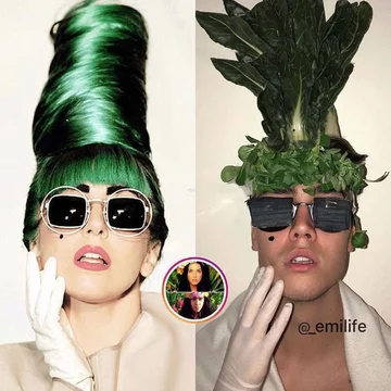 Po prawej Emanuele Ferrari parodiujący kreacje celebrytów 