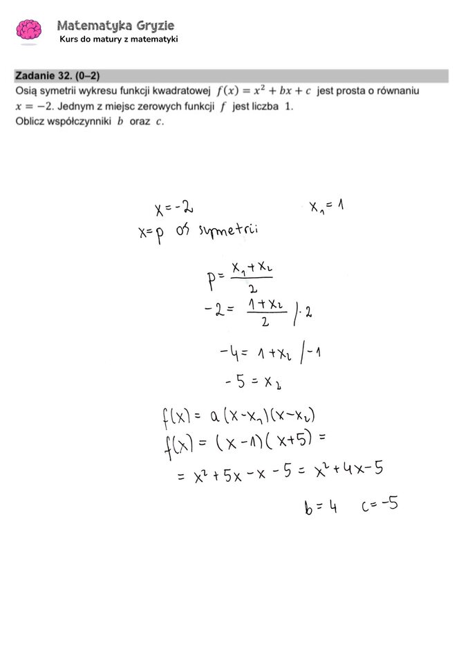 Zadanie 32 – Matura 2024. Matematyka — poziom podstawowy, Formuła 2015 — arkusze z odpowiedziami