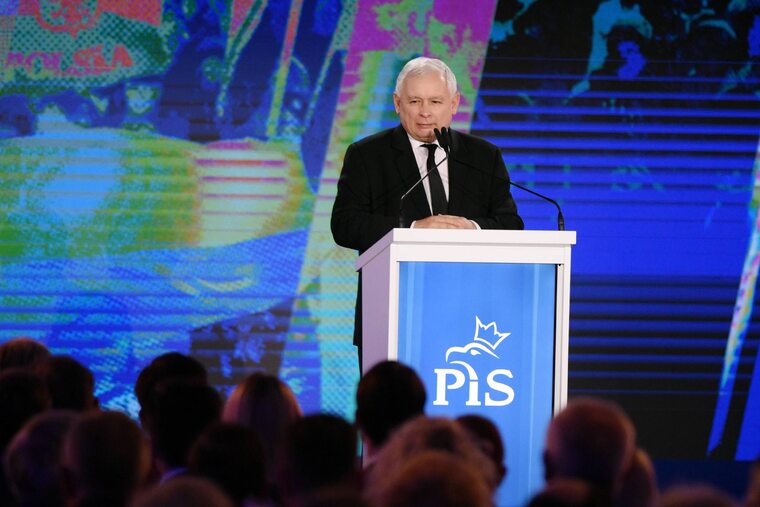 Prezes PiS Jarosław Kaczyński na konwencji programowej partii