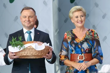 Andrzej Duda z Agatą Dudą na Dożynkach Prezydenckich 